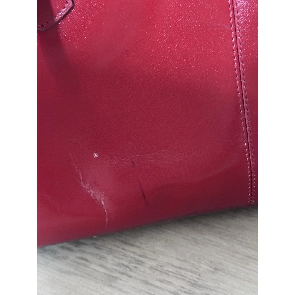 HOBO The Original Red Leather Zipper Closure Double Handles Shoulder Bag